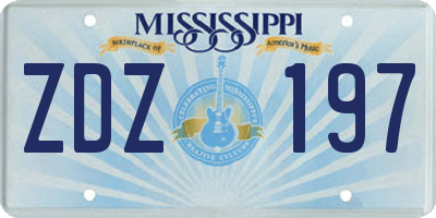 MS license plate ZDZ197