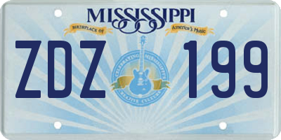 MS license plate ZDZ199