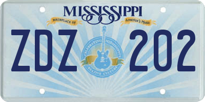 MS license plate ZDZ202