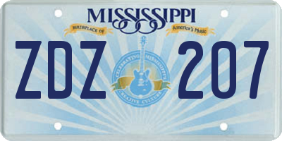 MS license plate ZDZ207
