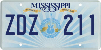 MS license plate ZDZ211