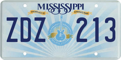 MS license plate ZDZ213