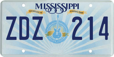 MS license plate ZDZ214