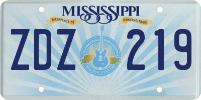 MS license plate ZDZ219
