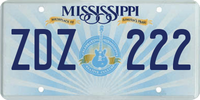 MS license plate ZDZ222