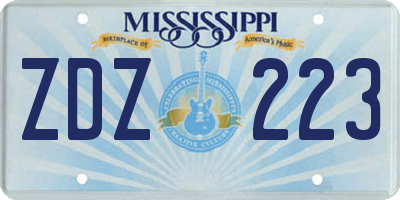 MS license plate ZDZ223