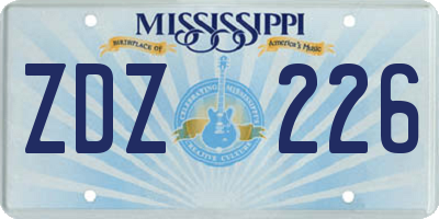 MS license plate ZDZ226