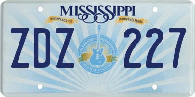 MS license plate ZDZ227