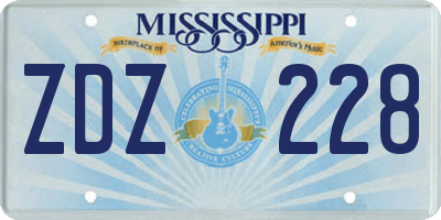 MS license plate ZDZ228
