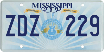 MS license plate ZDZ229