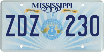 MS license plate ZDZ230