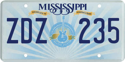 MS license plate ZDZ235