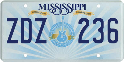 MS license plate ZDZ236
