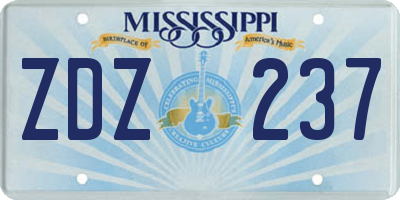 MS license plate ZDZ237