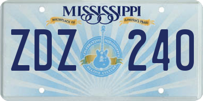 MS license plate ZDZ240