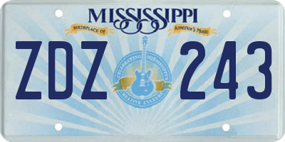 MS license plate ZDZ243