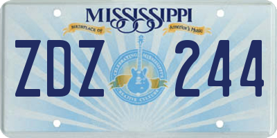 MS license plate ZDZ244