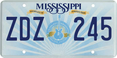 MS license plate ZDZ245