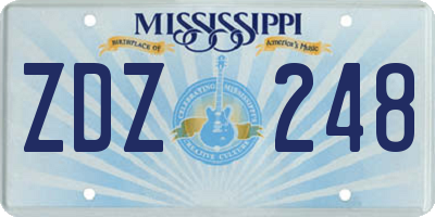 MS license plate ZDZ248