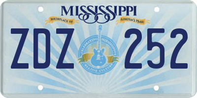 MS license plate ZDZ252