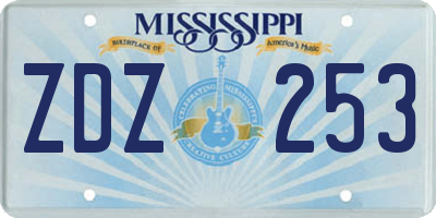 MS license plate ZDZ253