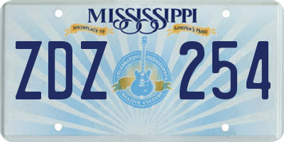MS license plate ZDZ254