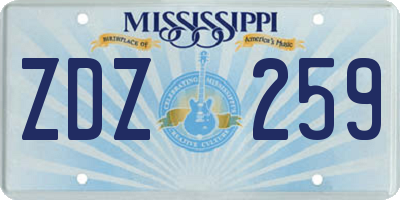 MS license plate ZDZ259