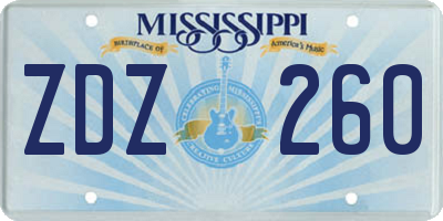 MS license plate ZDZ260