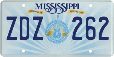 MS license plate ZDZ262