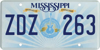 MS license plate ZDZ263
