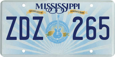 MS license plate ZDZ265