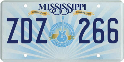 MS license plate ZDZ266