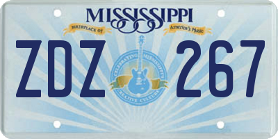 MS license plate ZDZ267