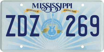 MS license plate ZDZ269