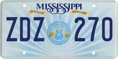 MS license plate ZDZ270