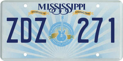 MS license plate ZDZ271