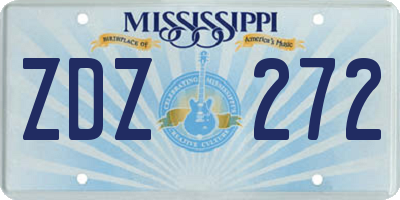 MS license plate ZDZ272