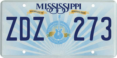 MS license plate ZDZ273