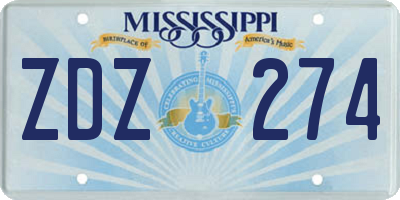 MS license plate ZDZ274