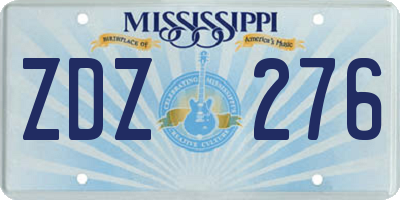 MS license plate ZDZ276