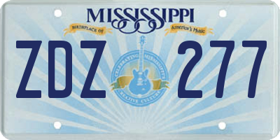MS license plate ZDZ277