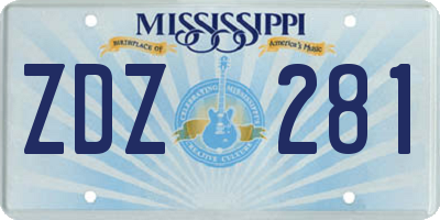 MS license plate ZDZ281