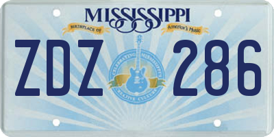 MS license plate ZDZ286