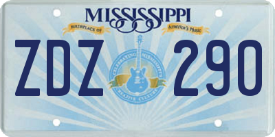 MS license plate ZDZ290