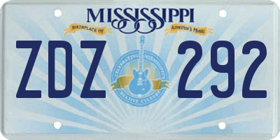 MS license plate ZDZ292