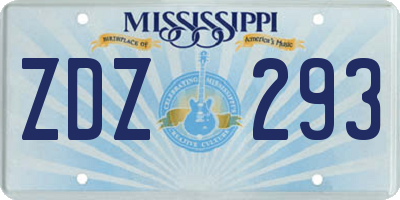 MS license plate ZDZ293