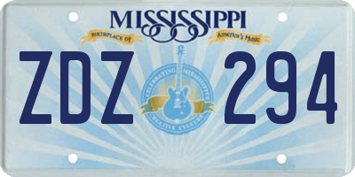 MS license plate ZDZ294