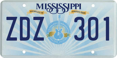 MS license plate ZDZ301