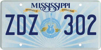 MS license plate ZDZ302