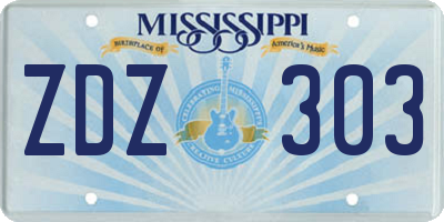 MS license plate ZDZ303